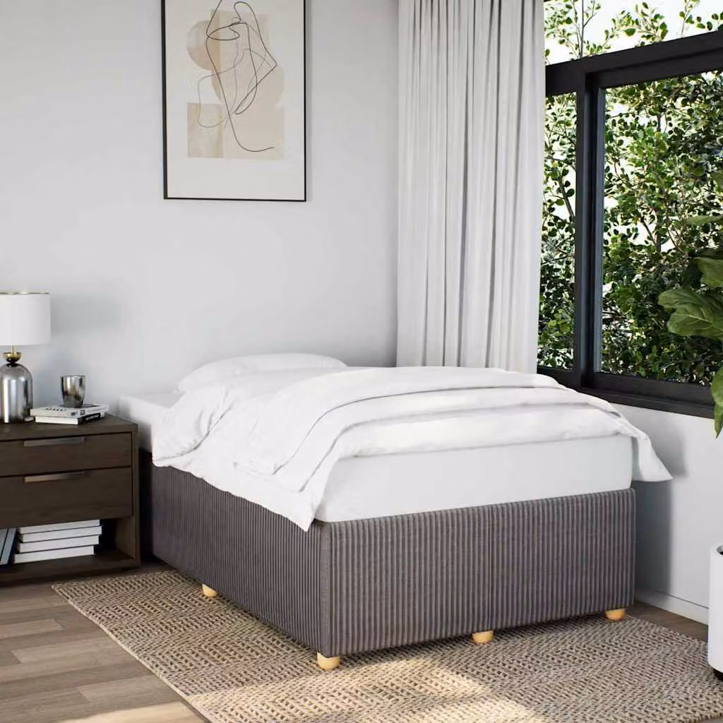 vidaXL Giroletto senza Materasso in Tessuto Beige o Grigio con Listelli in Legno L/P: 120 x 190 cm – 1