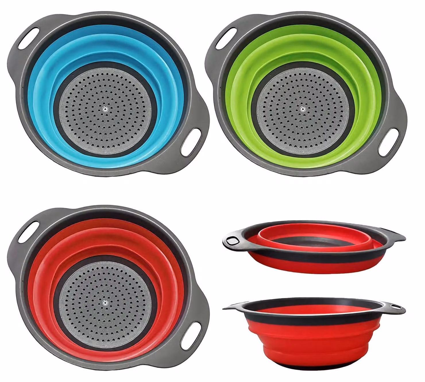 Omgoods - Set di 3 contenitori pieghevoli per alimenti, in colori vivaci