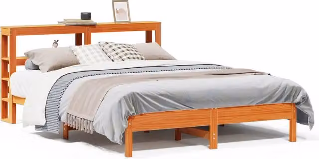 Letto matrimoniale | Letto per adulti | Letto senza Materasso Marrone Cera 135x190 cm in Legno di Pino