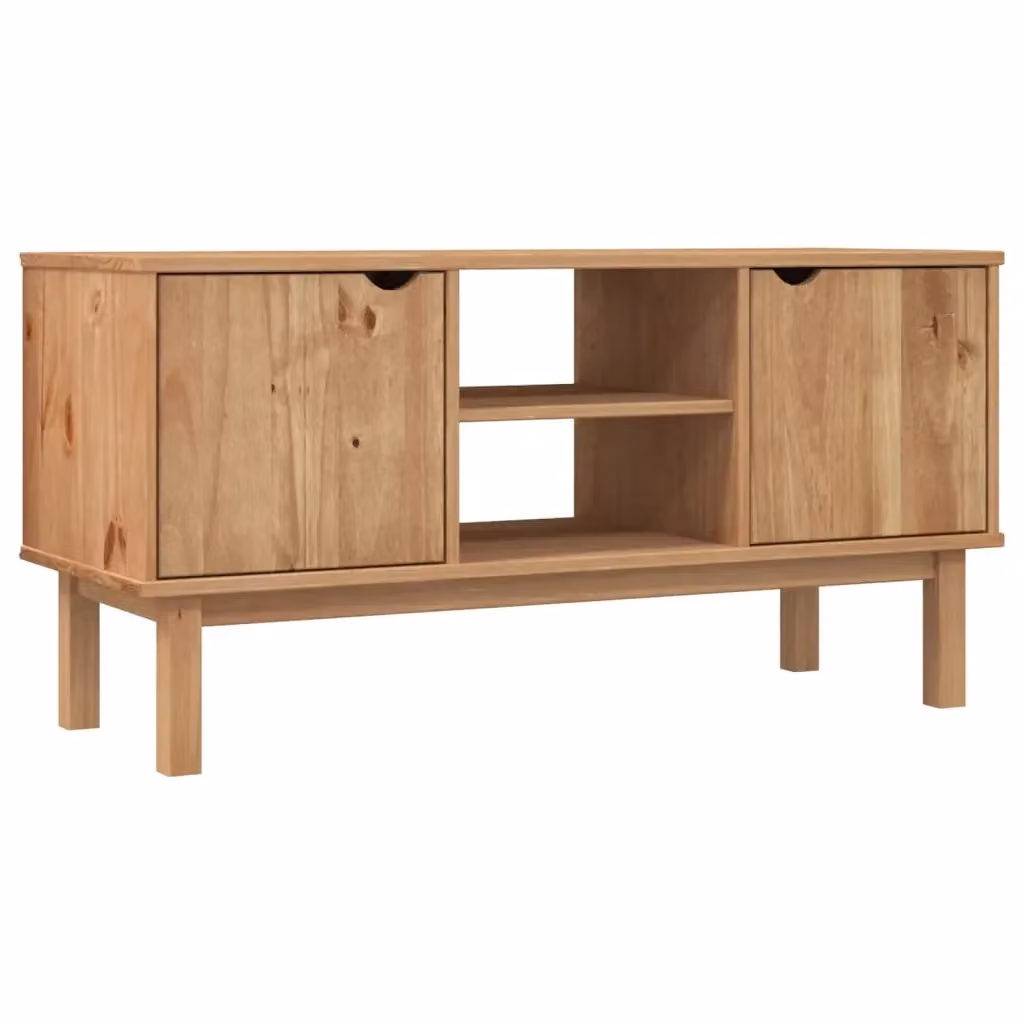 Mobile TV vidaXL in legno di pino marrone stile scandinavo L/P/H: 113,5 x 43 x 57 cm – 2