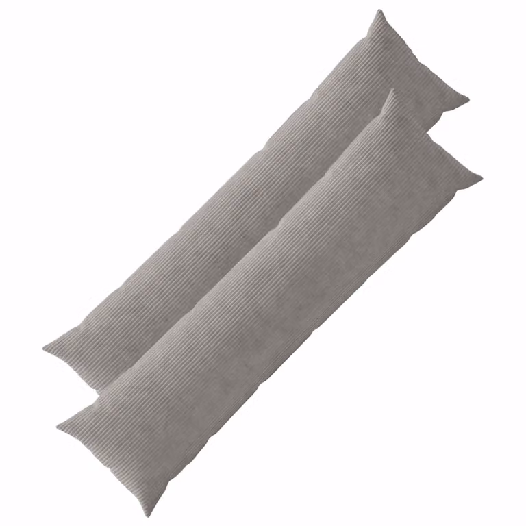 Set di 2 federe vidaXL HEERLEN in velluto a coste, Grigio Chiaro, L 145 cm x P 40 cm
