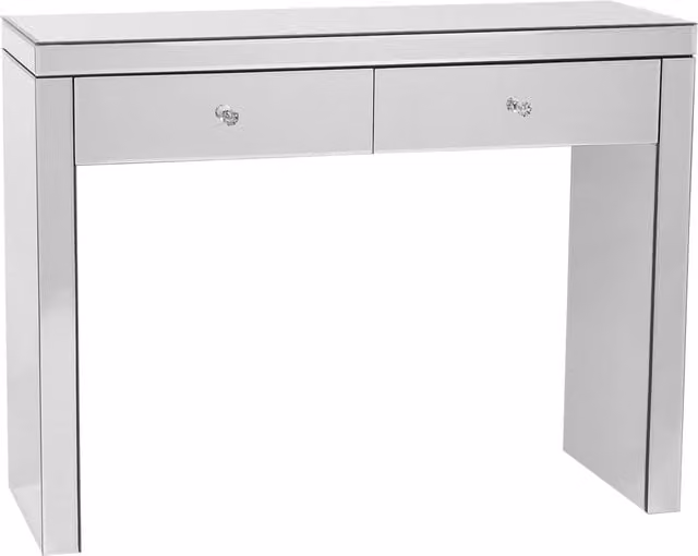 Consolle Vetro Argento 2 Cassetti Manopole Cristallo Modern Glam