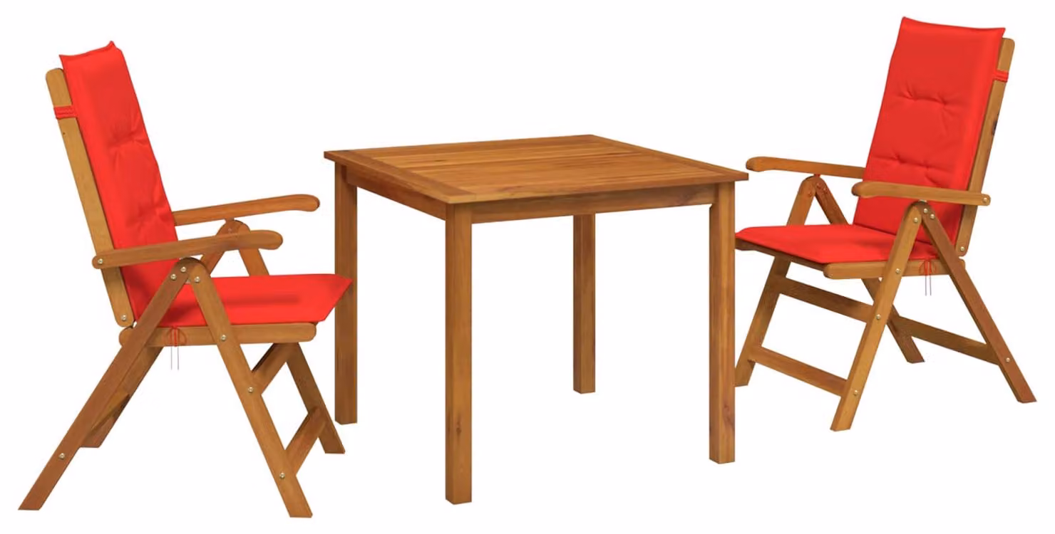 Set da giardino in legno massello di acacia, composto da tre elementi