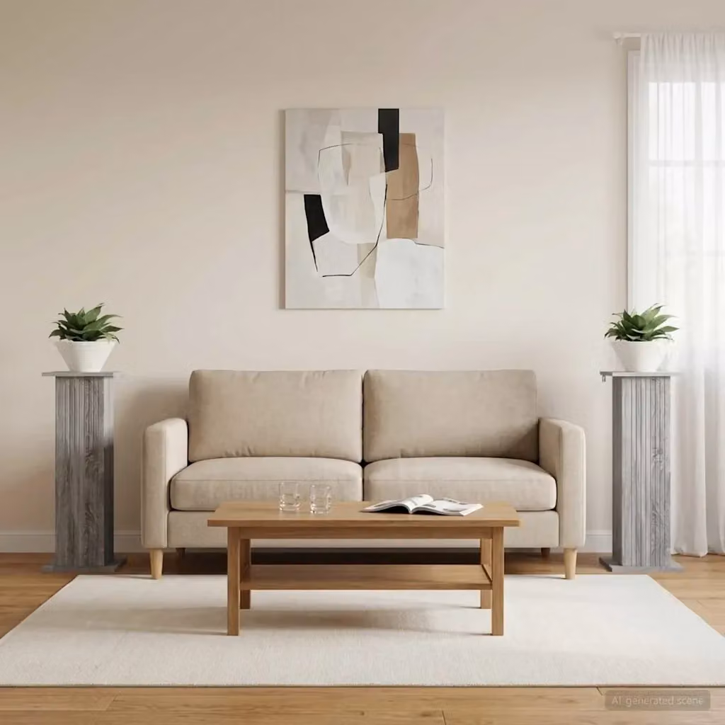 Supporto per piante Sonoma in legno grigio, set da 2 pezzi, L/P/H: 30,5 x 30,0 x 80,5 cm – 2
