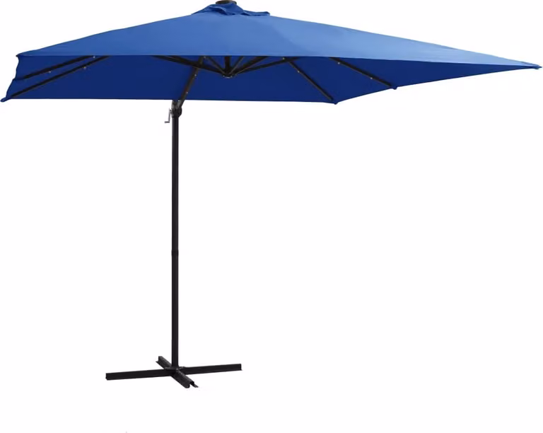 The Living Store Ombrellone Ampel con luci LED e palo in acciaio 250x250cm azzurro