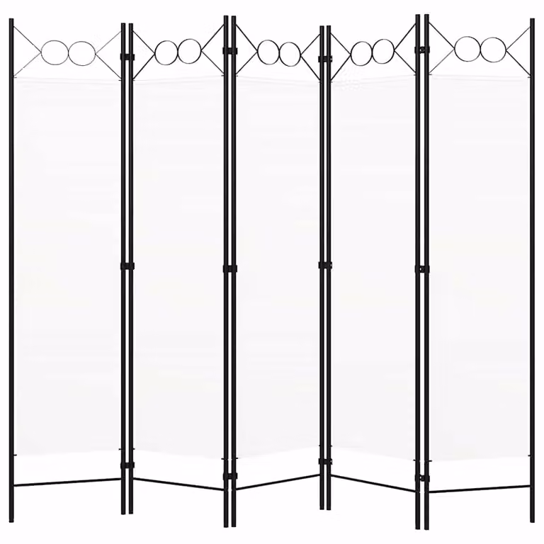 Paravento a 5 Pannelli vidaXL Bianco con Design Geometrico Moderno L: 200 cm, H: 180 cm