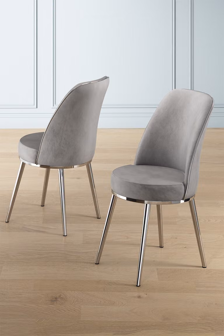 Skye Decor, Pefa - Grigio, Cromo, Set di sedie (2 pezzi), Grigio, Struttura: 100% METALLO, 45 x 91 x 42 cm