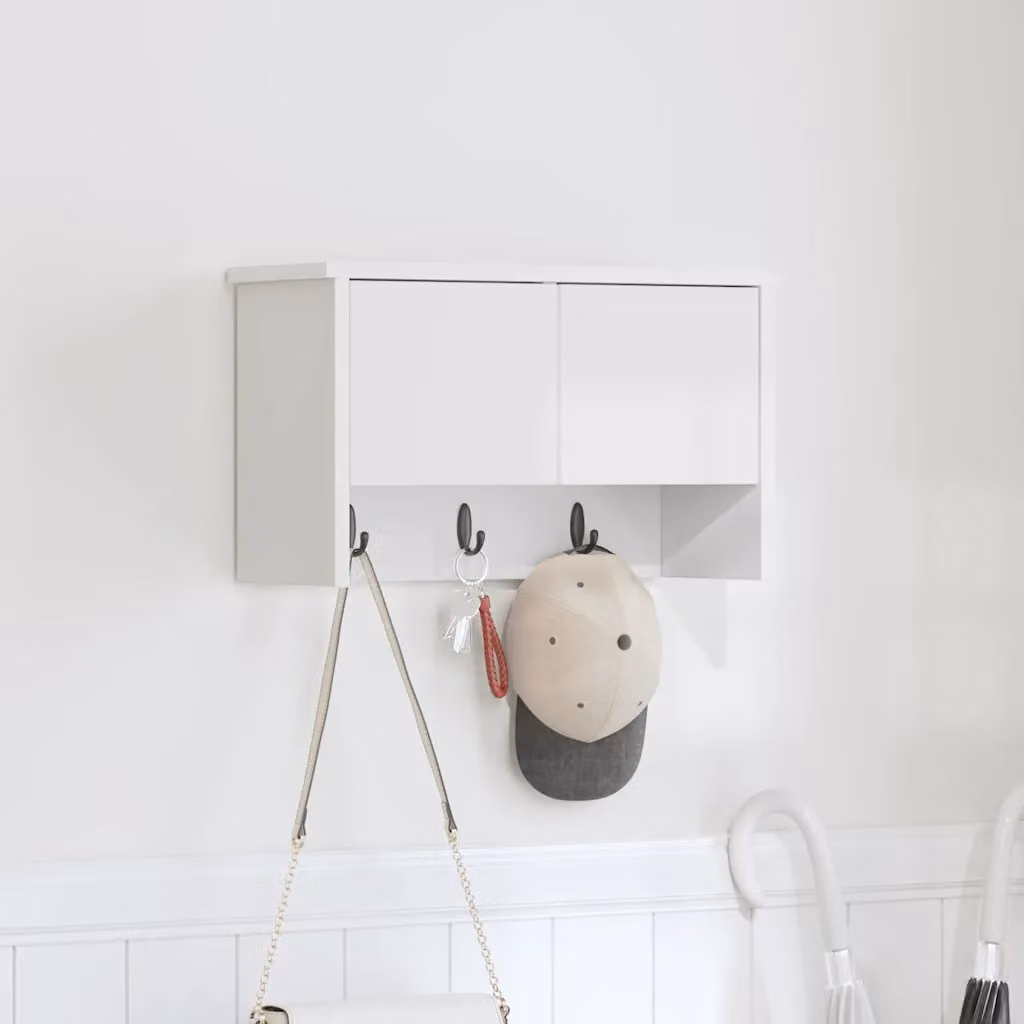 vidaXL Appendiabiti a muro moderno in MDF Bianco L: 50 cm, P: 20 cm, H: 30 cm