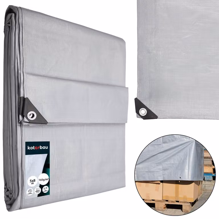 KOTARBAU® Telo Impermeabile Esterno Polietilene 5x8 m Argento 160 g/m² Telo Sotto Piscina Fuori Terra Telo Impermeabile