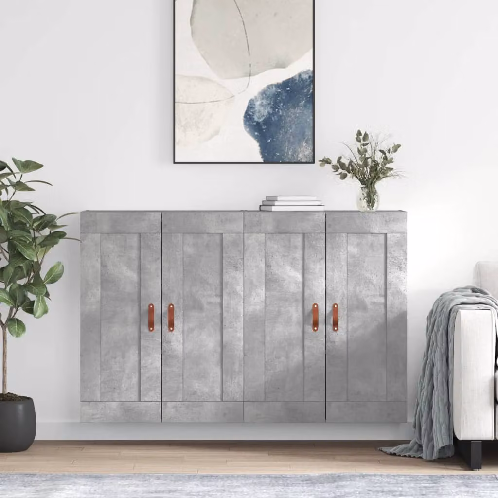 Set di 2 armadietti a parete vidaXL moderni in legno e MDF, colore grigio opaco