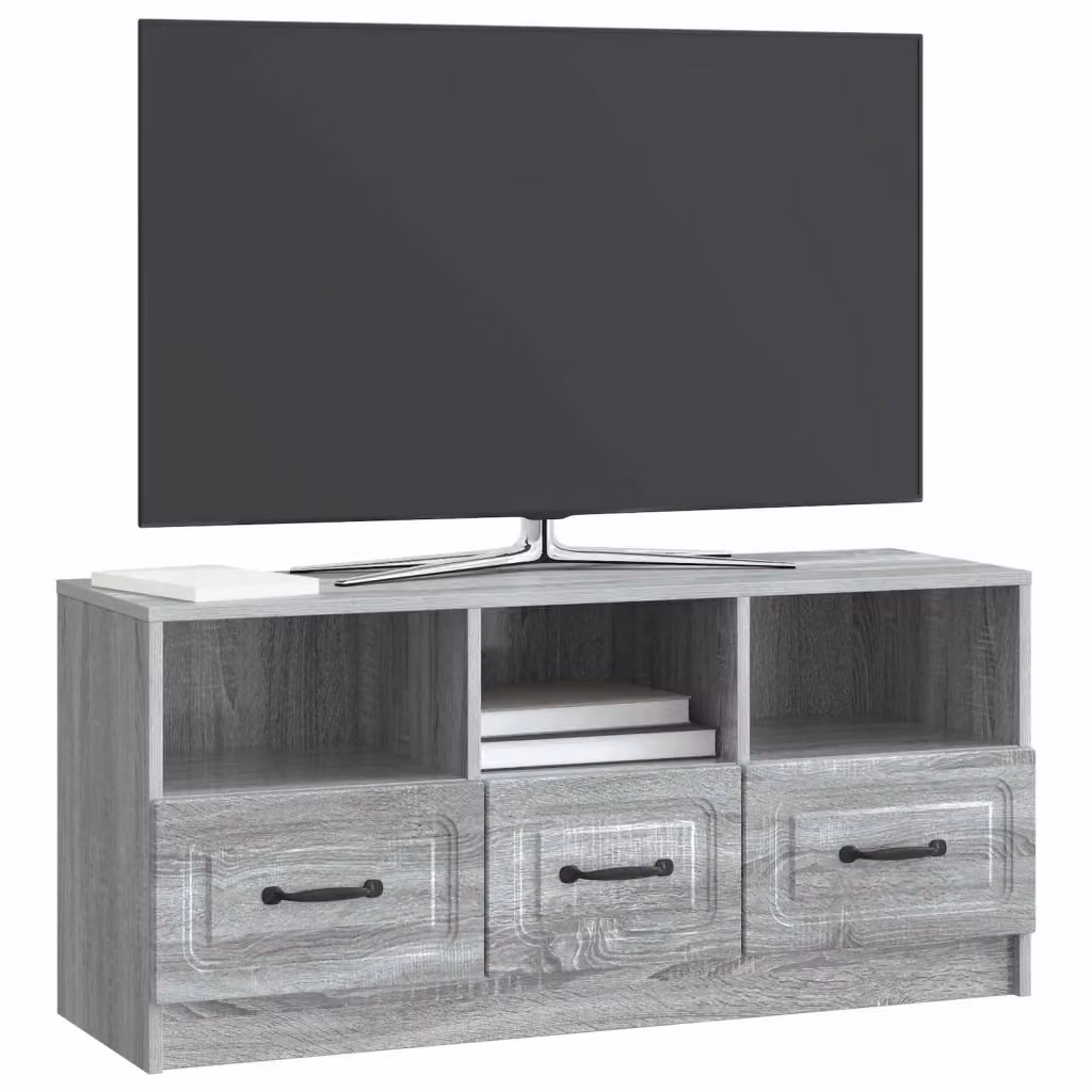 Mobile TV-Credenza moderno DESIGN IN in legno ingegnerizzato e metallo, Grigio, L: 102 cm, P: 34,5 cm, H: 47 cm – 2