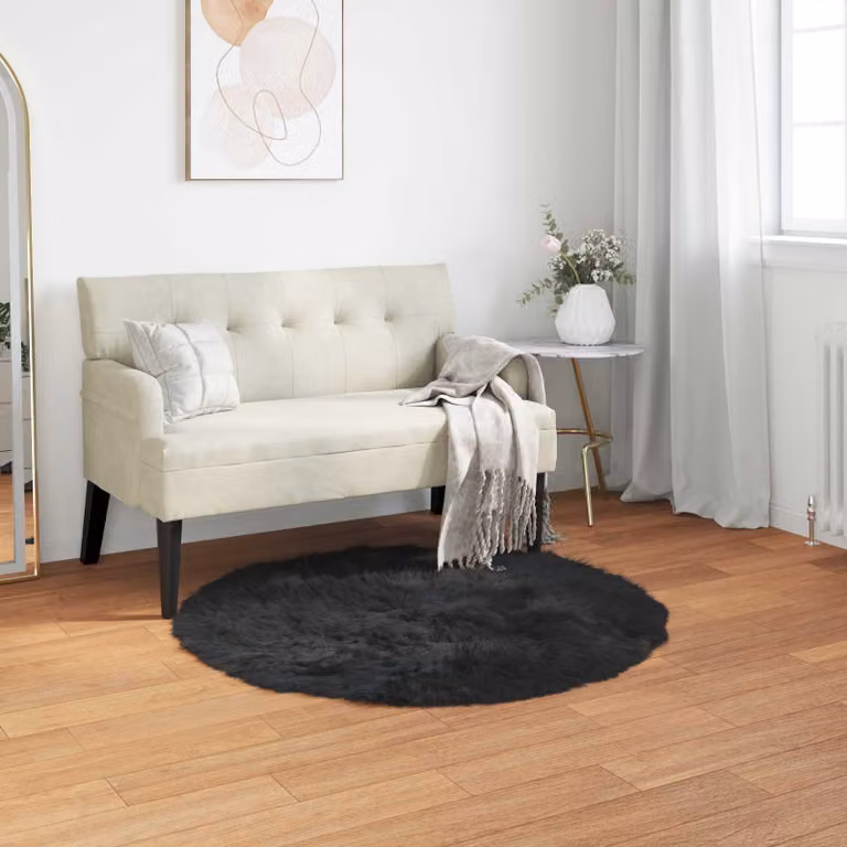 Tappeto rotondo moderno vidaXL in poliestere nero Ø 100 cm