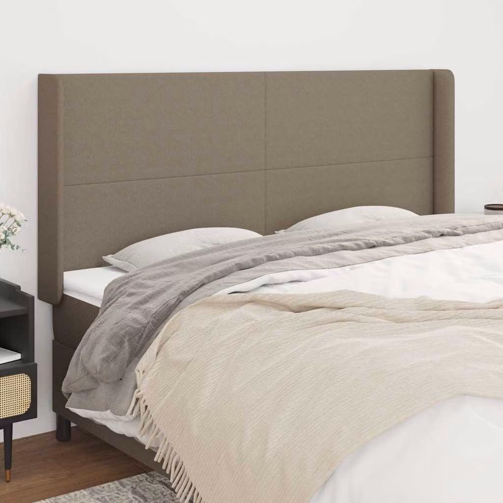 Testiera ad orecchio vidaXL in tessuto beige e grigio L: 203 cm, P: 16 cm, H: 118/128 cm – 1