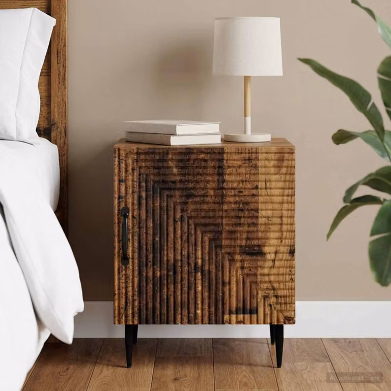 Armadio da notte vidaXL in legno antico e metallo, colore marrone, L 43 cm x P 34,5 cm x H 50 cm