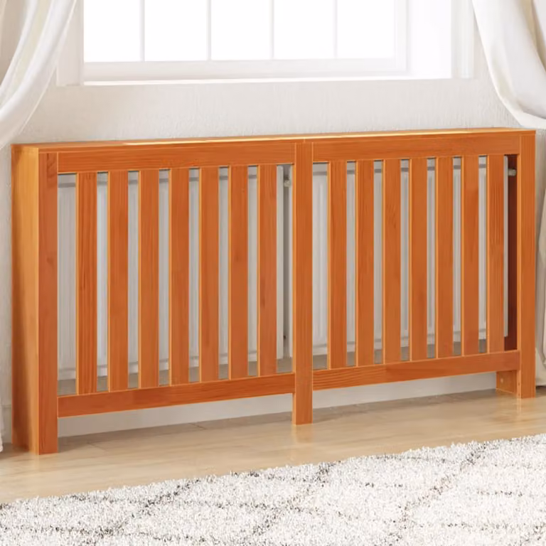 Copertura Termosifone vidaXL in Legno Massello di Pino, Colore Marrone Cera, L: 169,0 cm, H: 84,0 cm, P: 19,0 cm