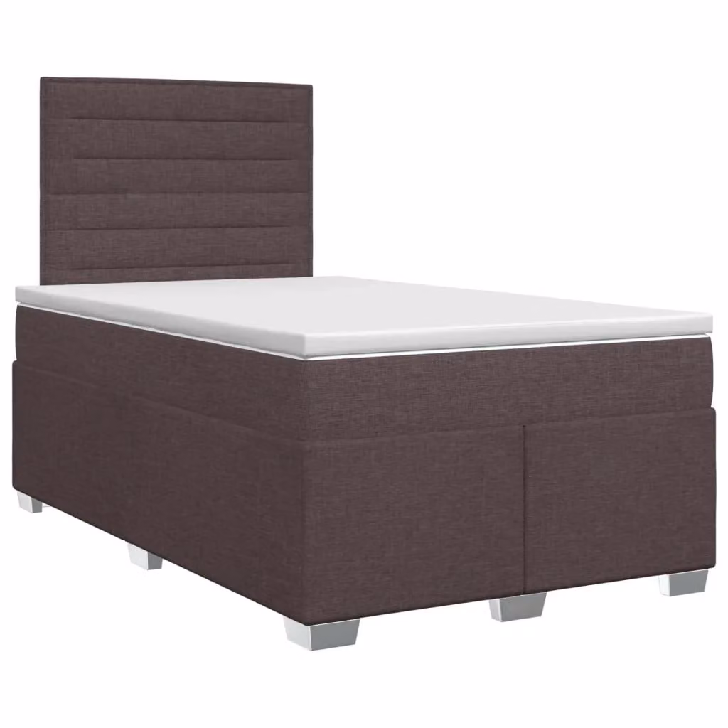 Letto box spring con materasso ibrido vidaXL in legno e tessuto, Marrone e Bianco, L/P/H: 120 x 200 x 140,5 cm