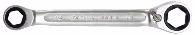 KS TOOLS Chiave ad anello reversibile a doppio cricchetto SW 14 x 19 mm con molla di fissaggio inserto - 503.4513