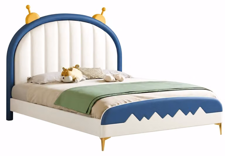 Letto per bambini bianco, letto per adolescenti in pelle, mobili per bambini di grandi dimensioni