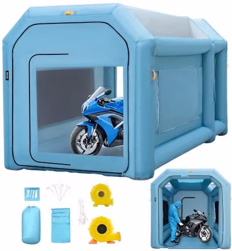 VEVOR Cabina di Verniciatura Gonfiabile in Tessuto Oxford 210D PVC Blu per Auto o Campeggio, Spazio Esterno 4 x 2,5 x 2,2 m, Spazio Interno 3,6 x 1,7 x 1,8 m