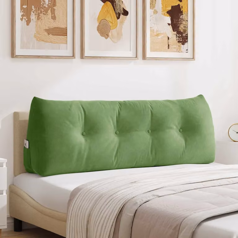Cuscino per schiena ergonomico vidaXL in velluto verde chiaro, L 140 x P 24 x H 50 cm
