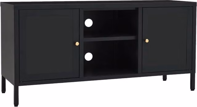 Mobile TV Design In in acciaio e vetro nero L: 105 cm, P: 35 cm, H: 52 cm