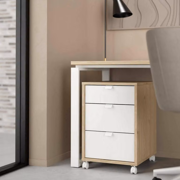 Dmora Cassettiera Agazzino 40.8x48.2x60.8h cm Bianco, 3 Cassetti Apertura Scorrevole