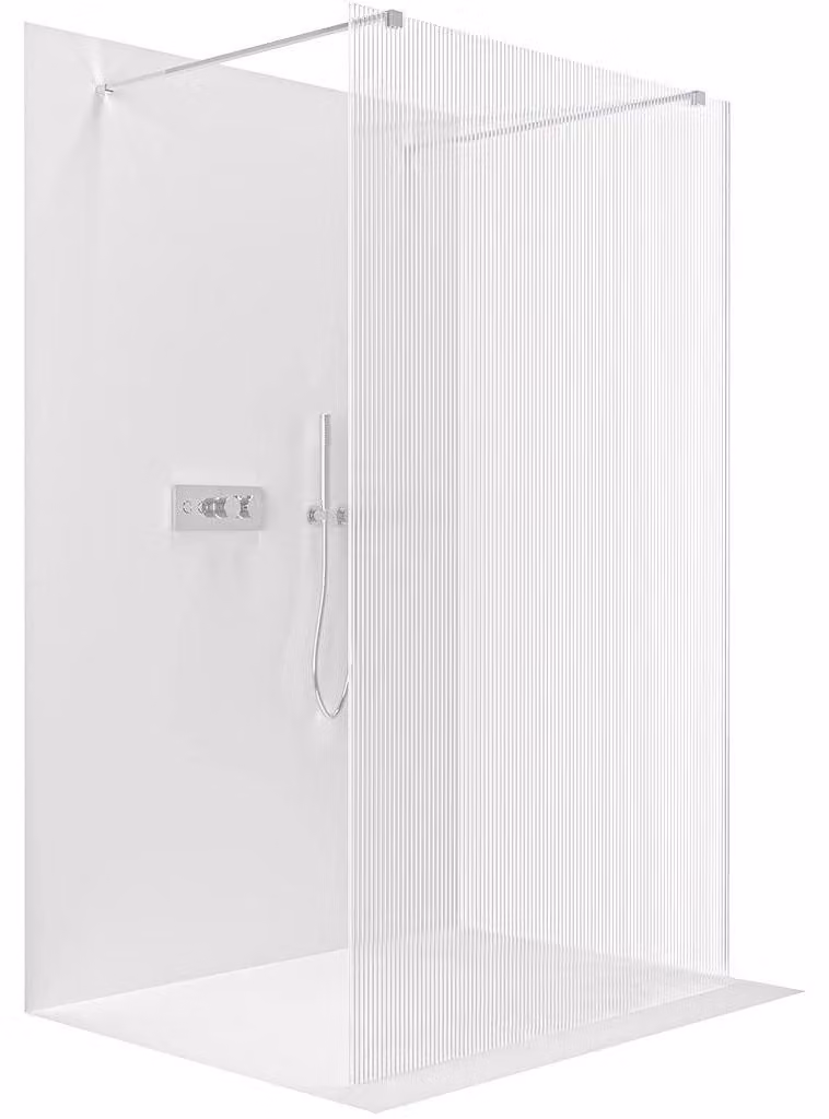 CERANO - Box doccia Walk-in Onyx Duo L/P - 8 mm - montante squadrato - cromo, vetro rigato - 90x200 cm