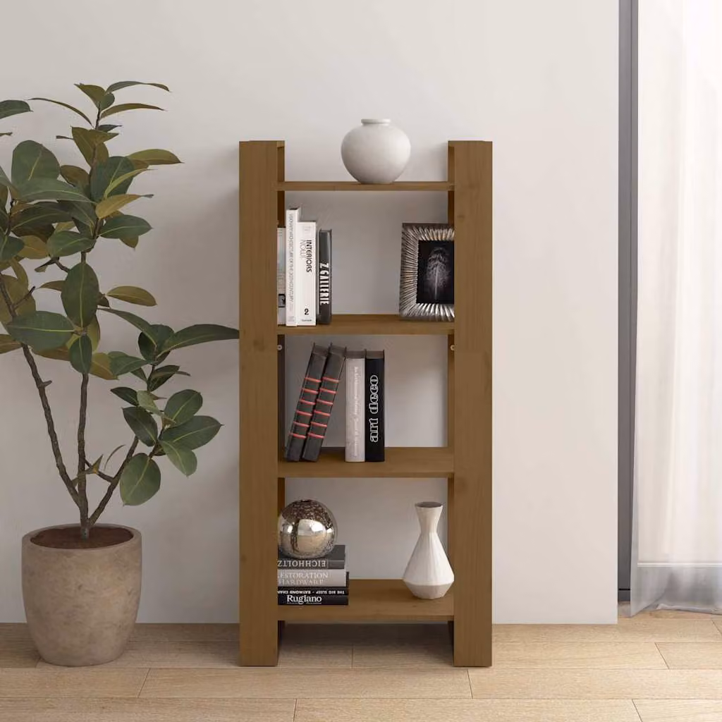 Libreria/Divisorio vidaXL in Legno di Pino Massello, Colore Marrone, L 60 cm x P 35 cm x H 125 cm
