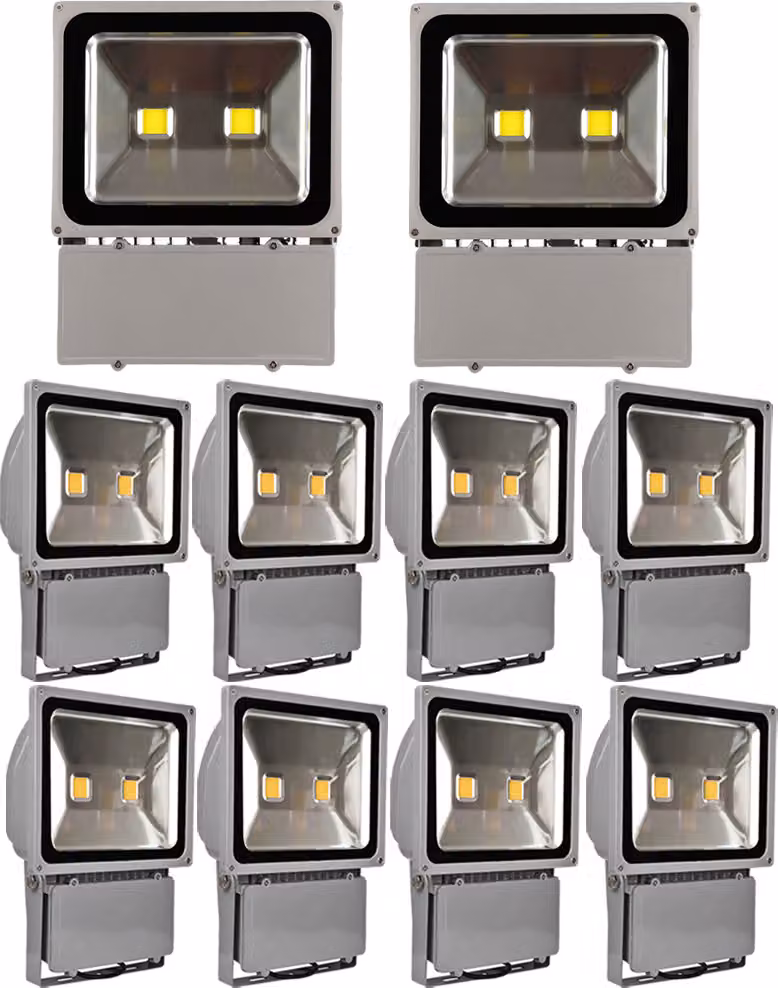 10 pezzi di proiettori LED da 100 W per esterni, Greenmigo, bianco freddo, impermeabili IP65, illuminazione di sicurezza super luminosa per giardino, cortile, magazzino, piazza, cartellone pubblicitario