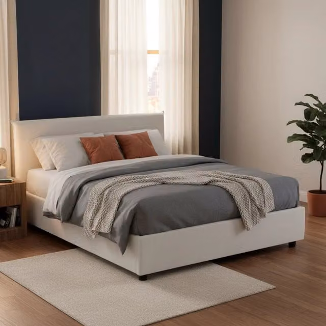 Letto Matrimoniale Ariella, Letto Matrimoniale Contenitore Made in Italy, Bianco