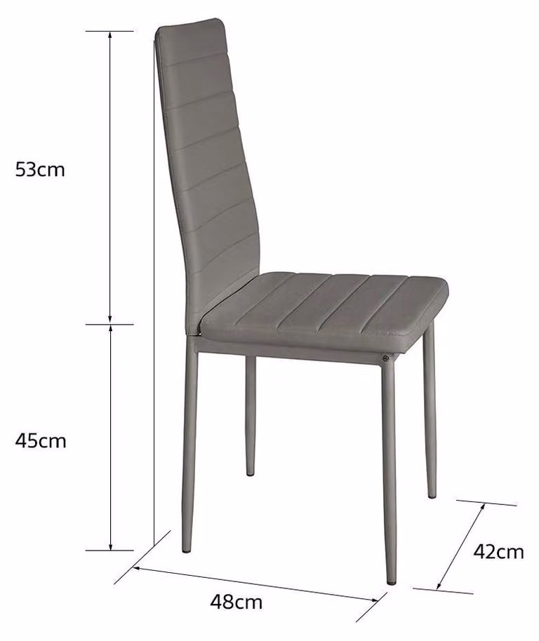 Set di 4 sedie da pranzo - Sedie imbottite per la cucina - Rivestimento in ecopelle - Gambe in metallo - Design moderno e minimalista - Adatte per sala da pranzo e cucina - Colore grigio scuro