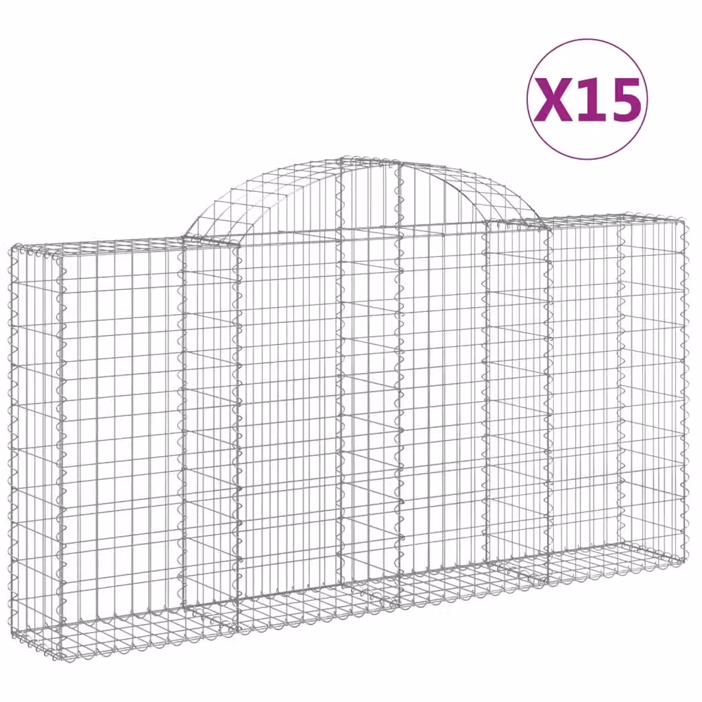 Set di 15 Cesti Gabbioni ad Arco Videx in Acciaio Zincato Argento L: 200 cm, P: 30 cm, H: 100/120 cm – 2
