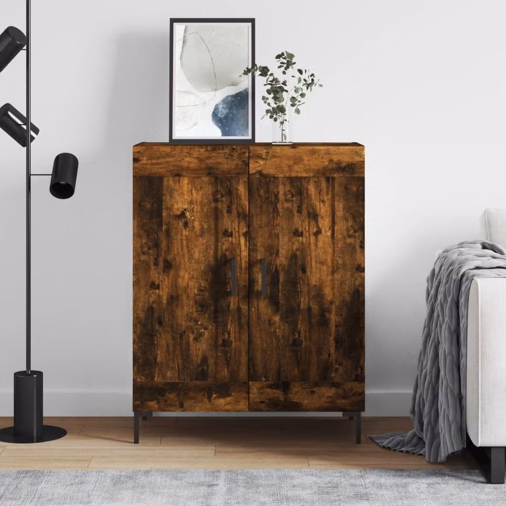 Credenza vidaXL in Rovere Fumo e Legno Multistrato, L: 69,5 cm, P: 34 cm, H: 90 cm