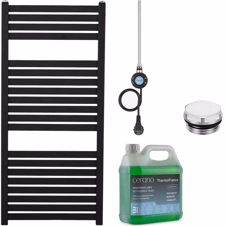 Set di radiatori elettrici da bagno Vincenzo - Wi-Fi - 300W - nero opaco - 970x450 mm