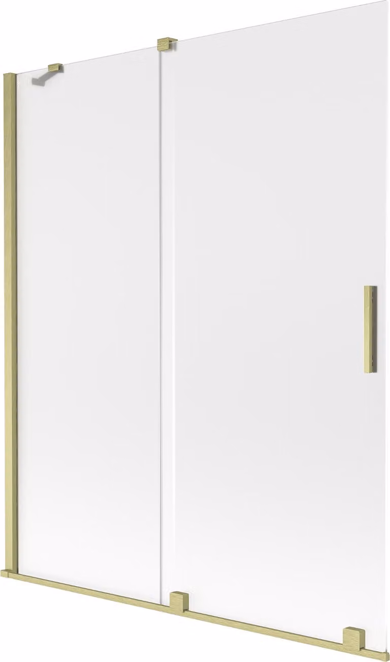 Mexen Velar paravento da bagno 2-ante scorrevoli 140 x 150 cm, gelo, oro spazzolato - 896-140-000-31-55