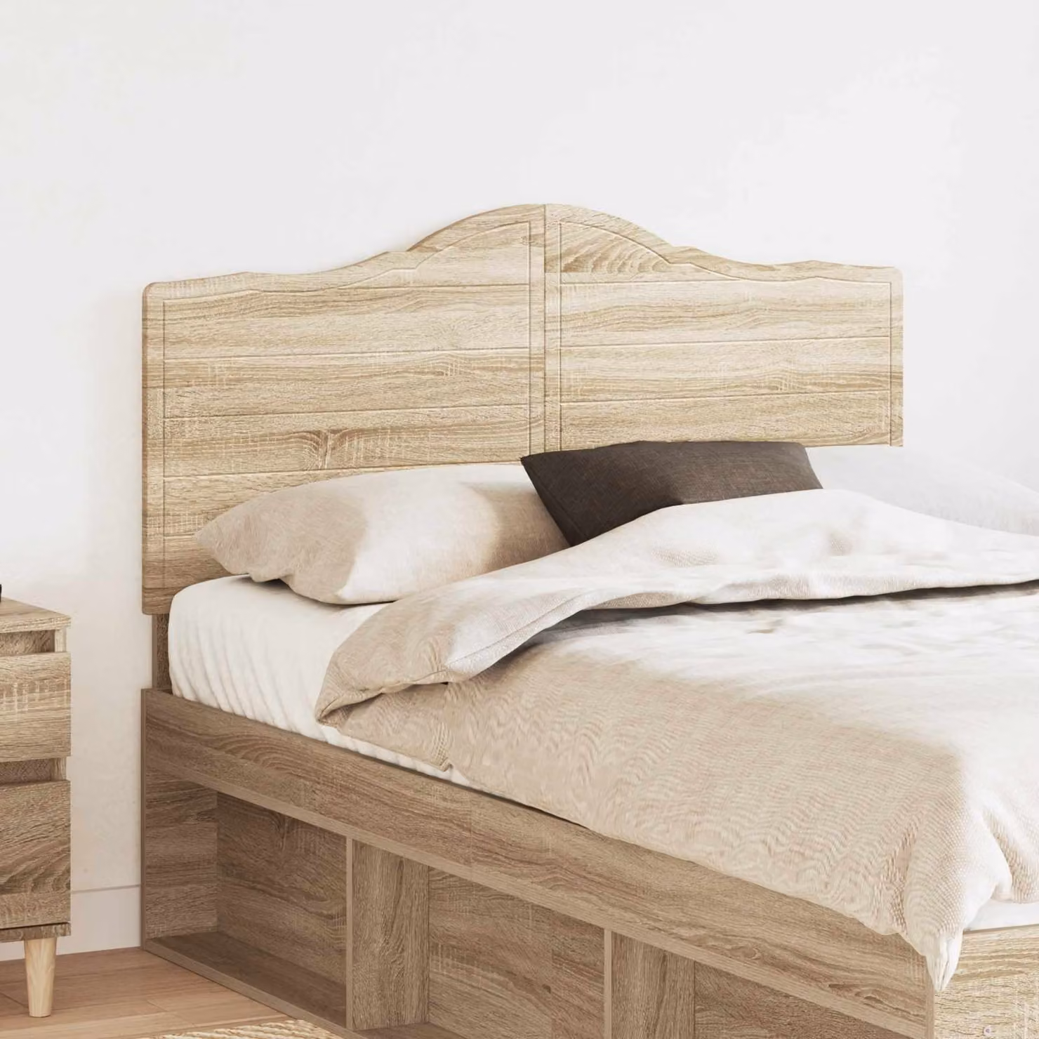 Testiera per letto moderna vidaXL in legno ingegnerizzato Rovere Sonoma, colore marrone, L: 123 cm, H: 100 cm, P: 3 cm