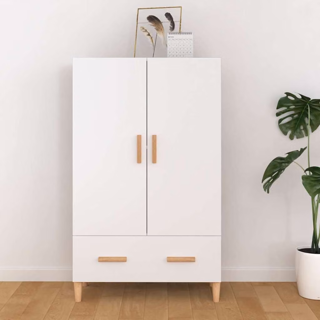 Credenza bianca vidaXL in legno multistrato con design minimalista L: 70 cm, P: 31 cm, H: 115 cm