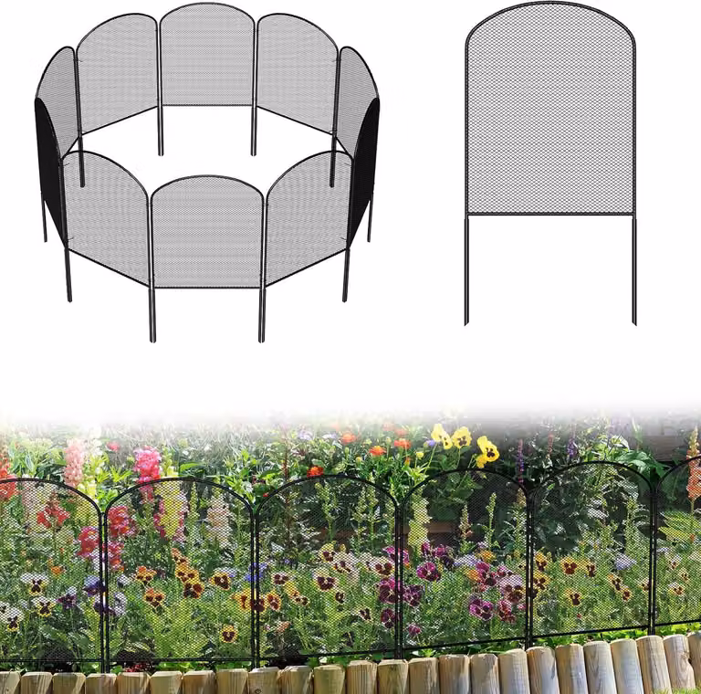Recinzione per giardino, protezione da animali, 10 pannelli, metallo, 24" x 10ft, per uso esterno