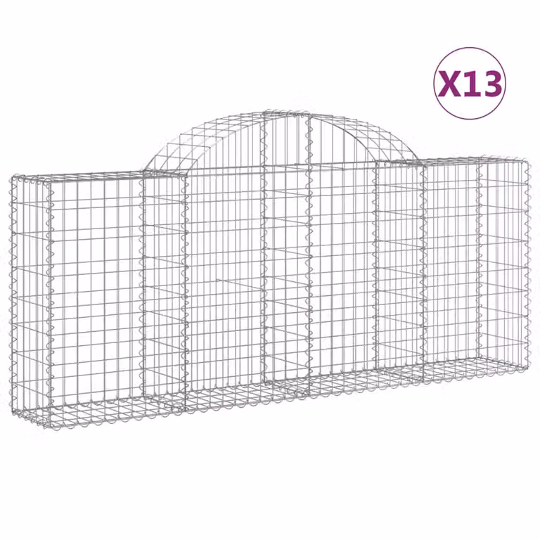 Cesti Gabbioni ad Arco 13 pz 200x30x80/100 cm Ferro Zincato