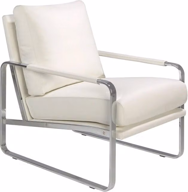 Poltrona in similpelle bianco sporco