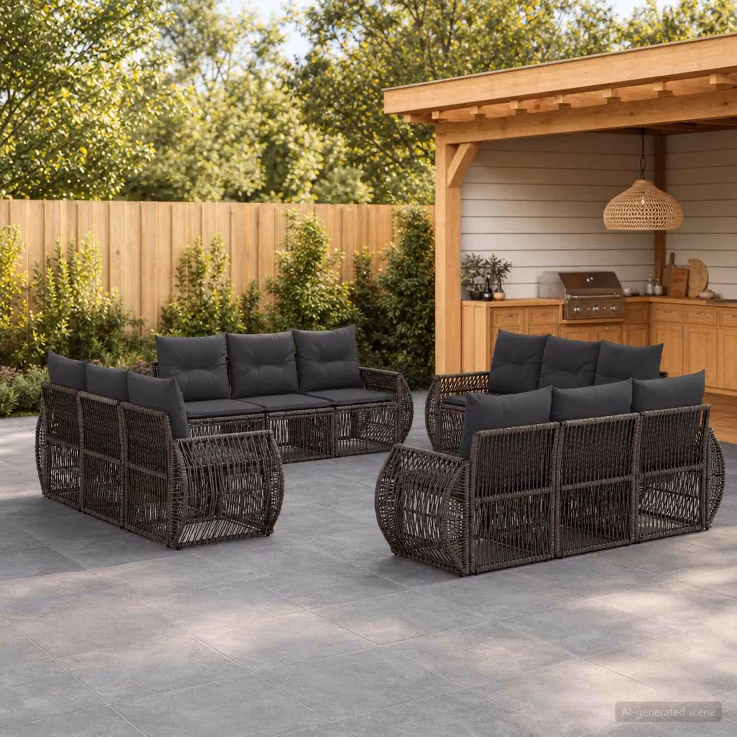 Maison Exclusive - Set di divani da giardino, 12 pezzi, grigio e grigio scuro, in rattan sintetico