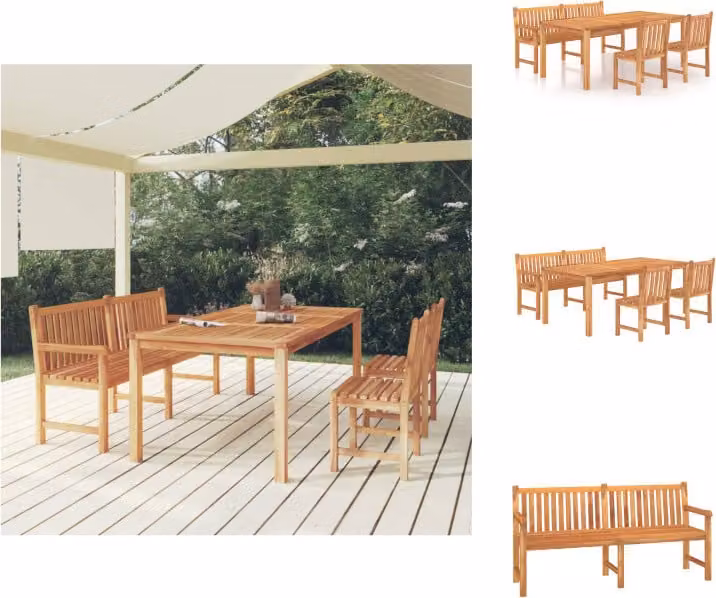 vidaXL Set da pranzo da giardino 4 pezzi in teak massiccio - Set di mobili da giardino