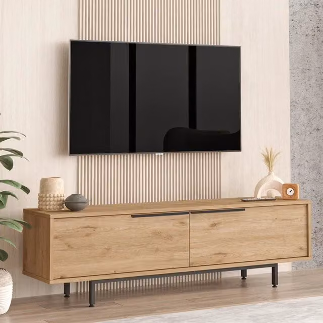 Mobile Porta TV Palmi DMORA con 2 Vani, Marrone Rovere, L 160 x P 36 x H 45 cm