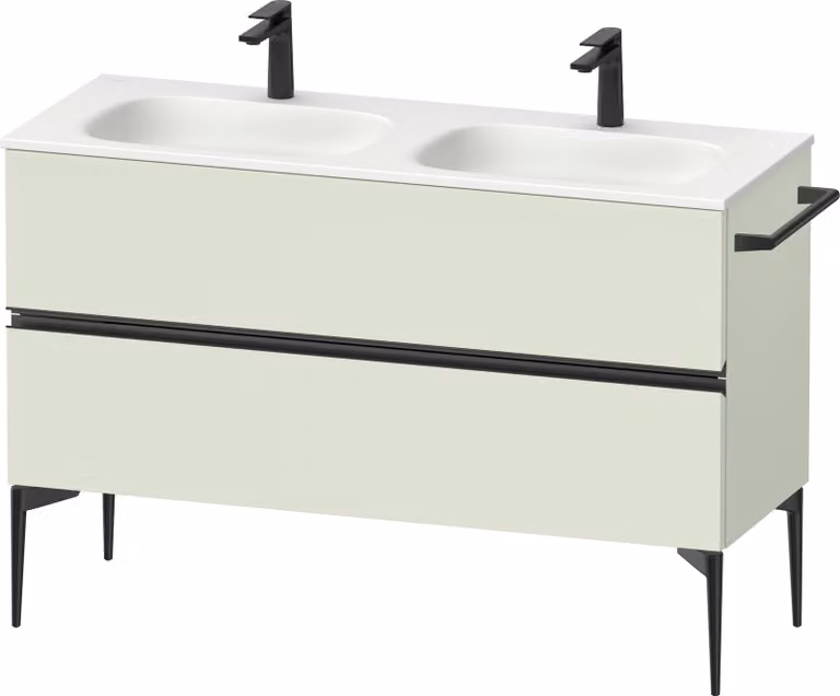Duravit Sivida Meuble sous-lavabo, 2 tiroirs, poignée noire diamantée mate, 1280x477x592mm, pour Sivida, SV46540BDHH0000, SV46540BDHH0000