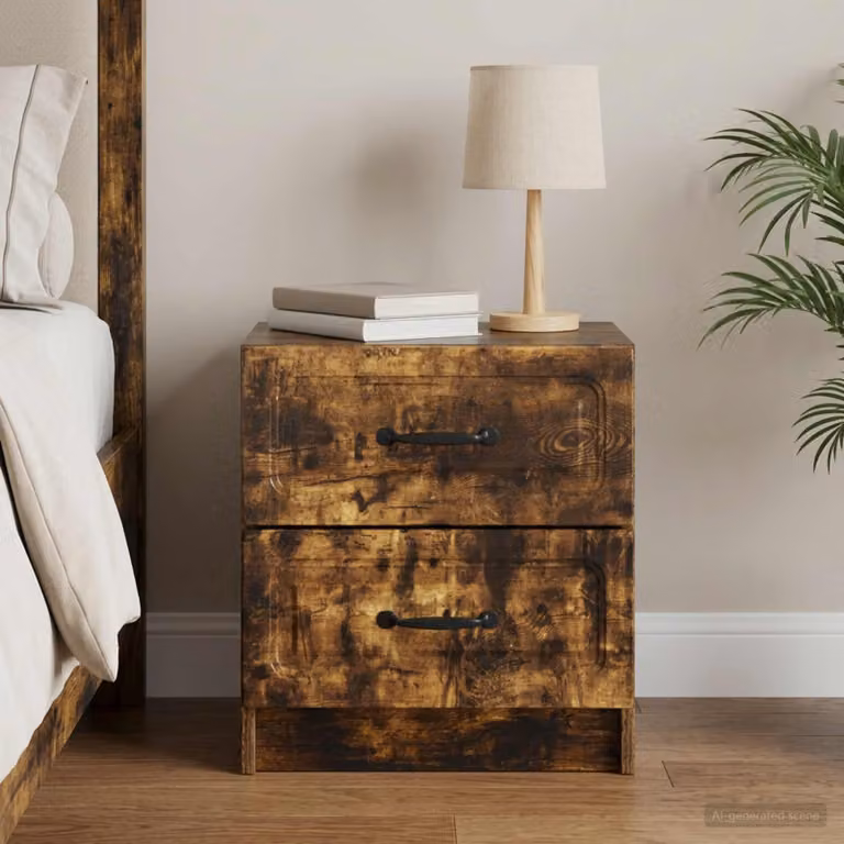 Armadio da Notte Moderno vidaXL in Rovere Fumo, L 43 cm x P 34,5 cm x H 44,5 cm