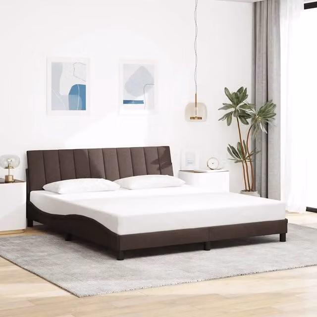 Giroletto senza Materasso-Struttura Letto Hanko Marrone Scuro 180x200 cm Tessuto 448137