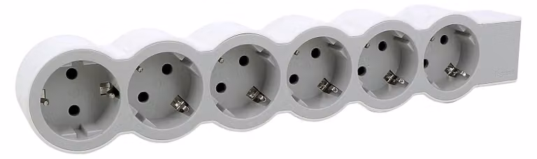 Presa piatta Legrand 6x, senza cavo bianco-grigio 694579