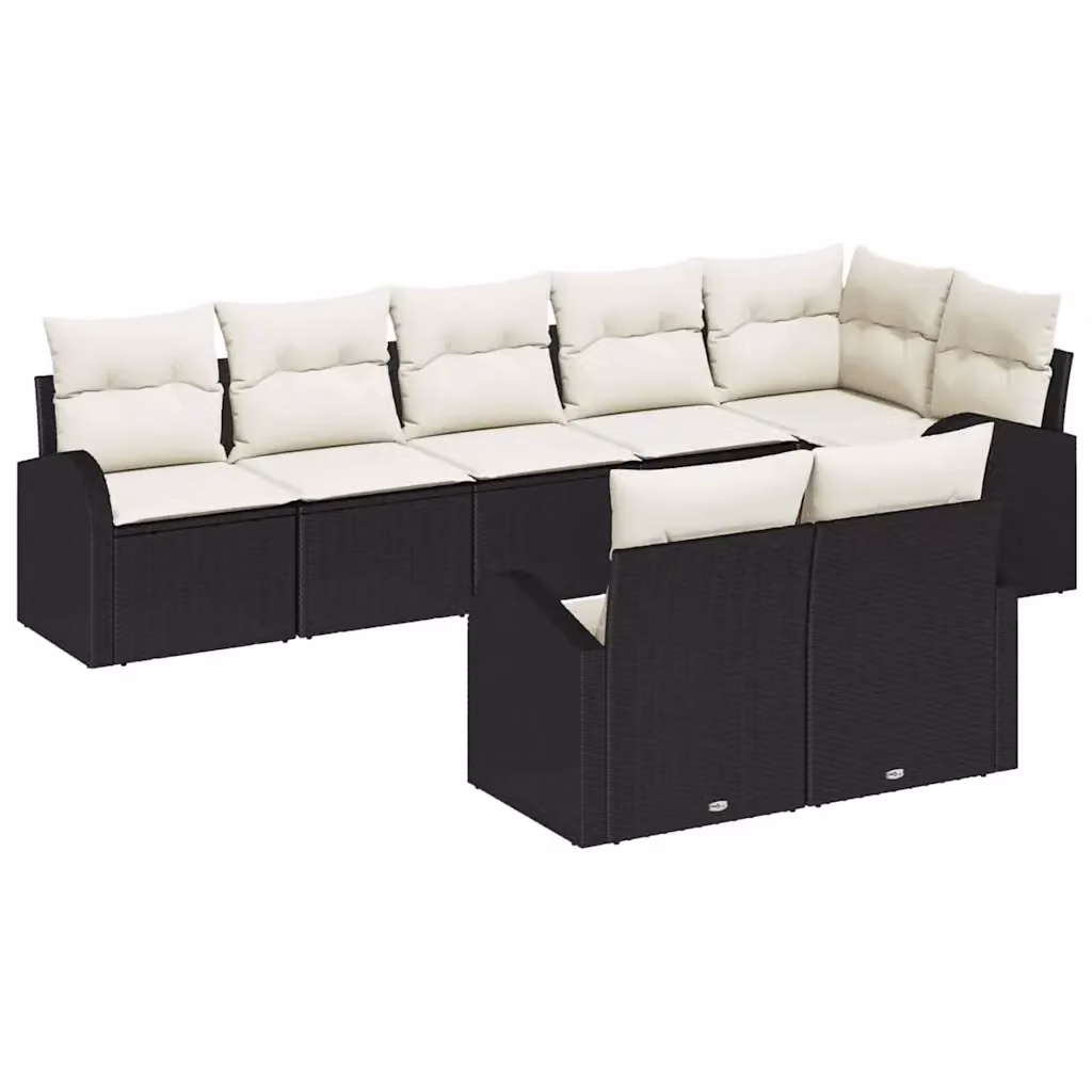 Set Divano da Giardino vidaXL a 8 posti in Polyrattan con Cuscini e Struttura in Acciaio Nero a Forma di U – 2