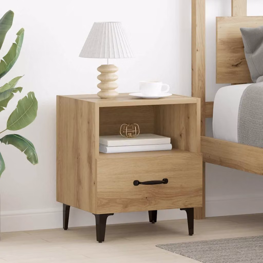Set di 2 Armadi da Notte vidaXL in Rovere Marrone, Design Moderno, L 40 cm x P 35 cm x H 47,5 cm