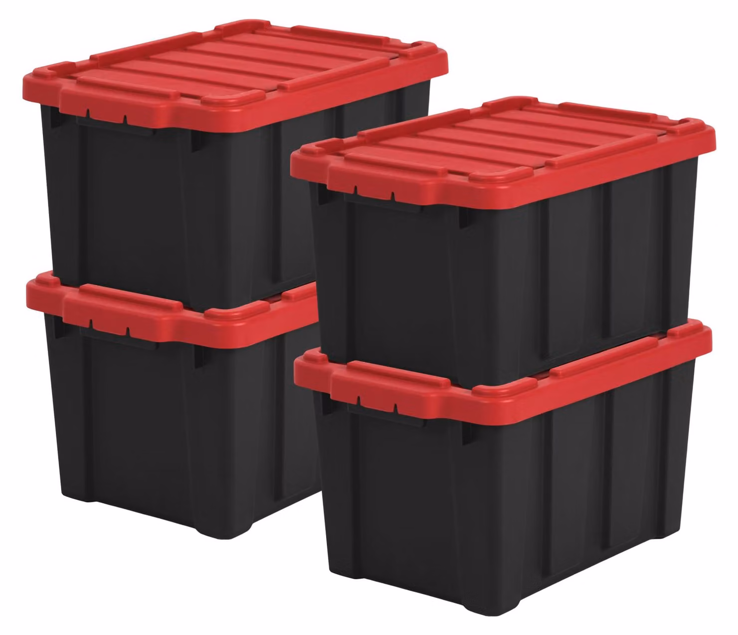 Iris Ohyama Scatole portaoggetti resistenti, 21 L, set da 4, rosse, compatte, robuste, impilabili, scatole portaoggetti, per garage, scaffali, traslochi, plastica, utensili, cassetta degli attrezzi, DDSKT-210
